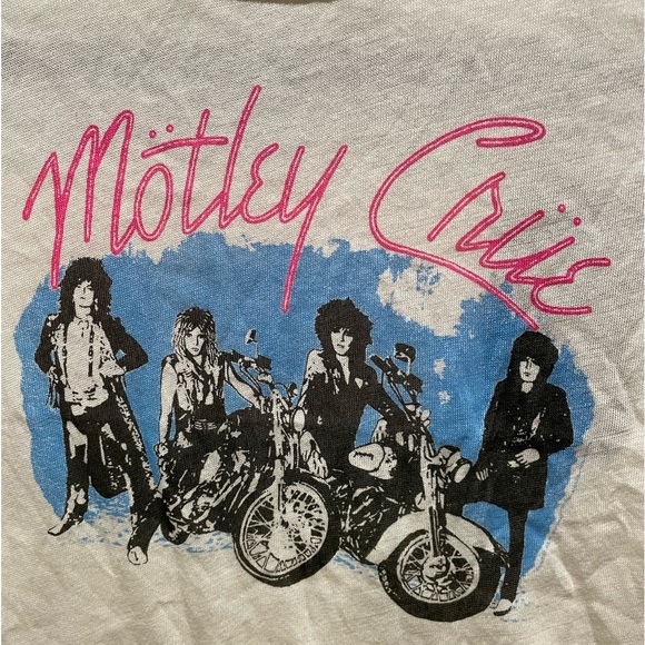 NWT Chaser Motley Crue graphic Tee Ivory Size XXS World Tour 87 - Picture 4 of 10